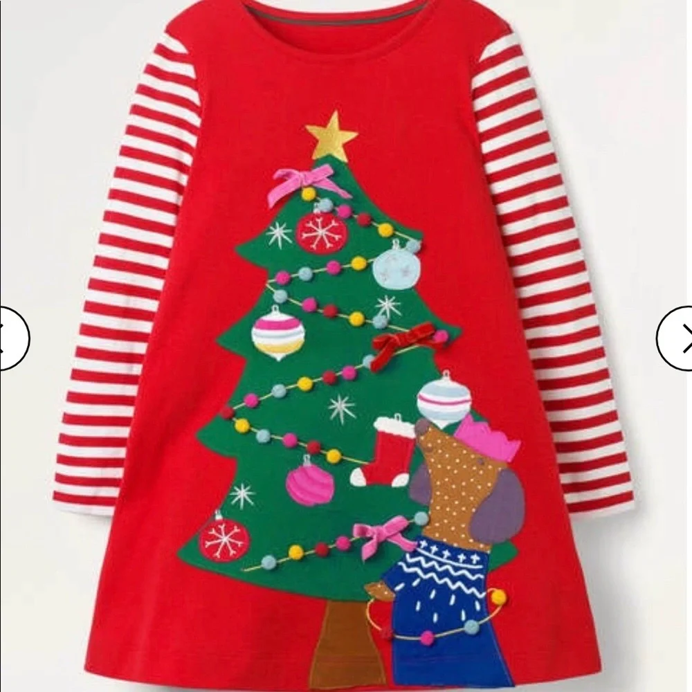 HTF NWOT Mini  Boden Festive Big Appliqué Dress